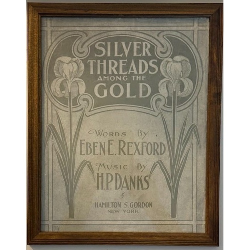 Vintage Silver Threads Among the Gold Framed Sheet Music Art H.P. Danks Ballad